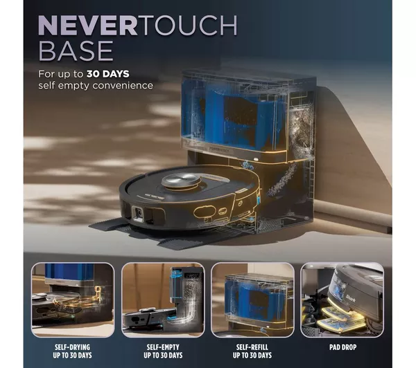 SHARK RV2800YEUK PowerDetect NeverTouch 2-in-1 Robot Vacuum Cleaner - Black & Silver - Image 3